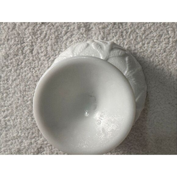 Vintage FTD Milk Glass Compote/Oak Leaf Pattern Vase - Picture 7 of 10
